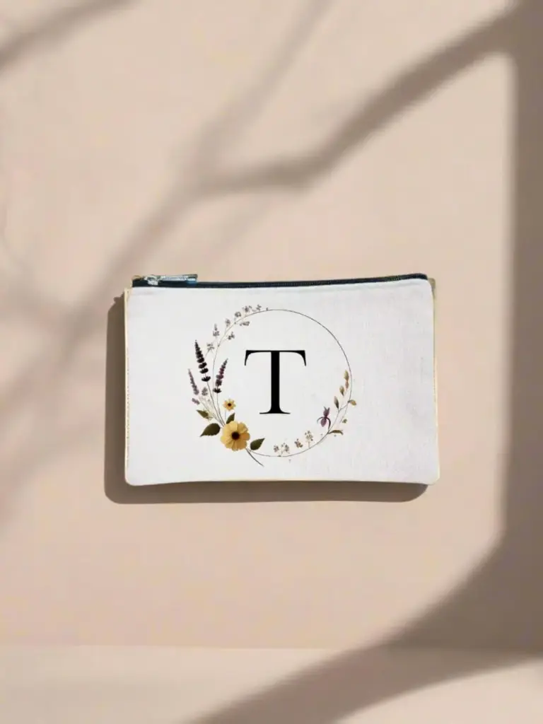 T Designed Canvas Pencil Pouch Bag