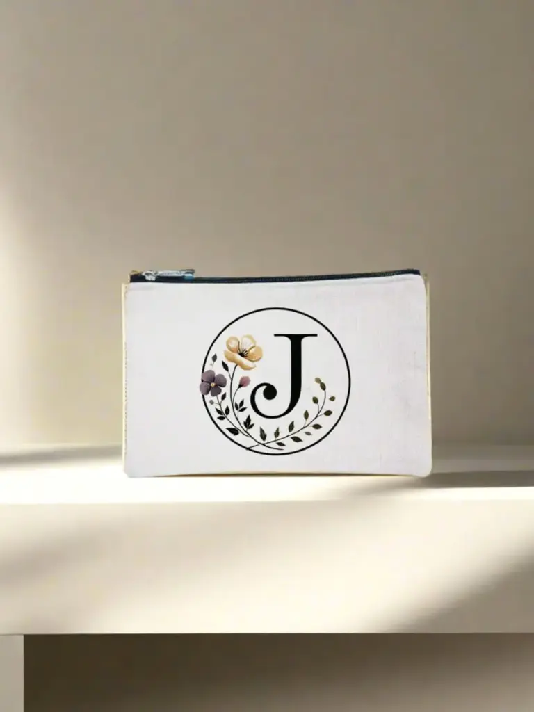J Designed Canvas Pencil Pouch Bag