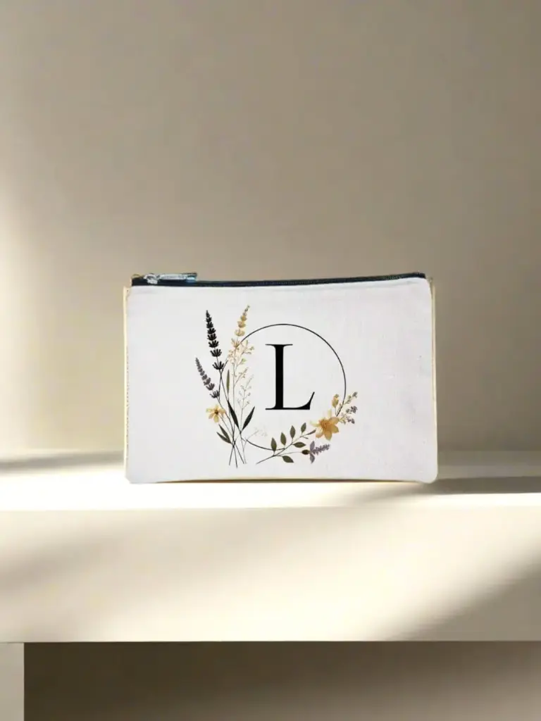 L Designed Canvas Pencil Pouch Bag