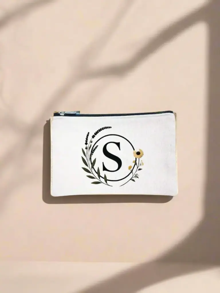 S Designed Canvas Pencil Pouch Bag