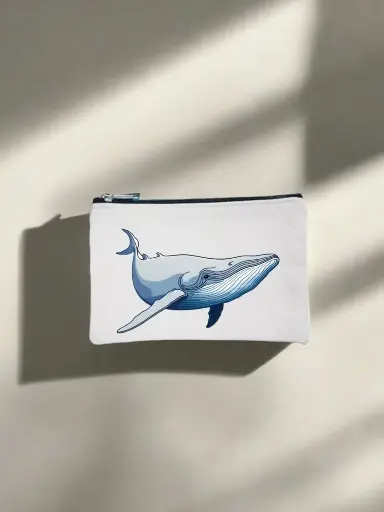 Blue Whale Canvas Pencil Pouch Bag 