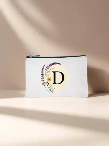 D Designed Canvas Pencil Pouch Bag