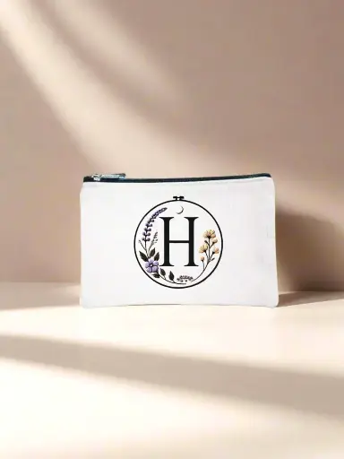 H Designed Canvas Pencil Pouch Bag
