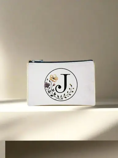 J Designed Canvas Pencil Pouch Bag