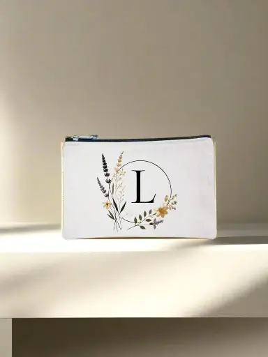 L Designed Canvas Pencil Pouch Bag