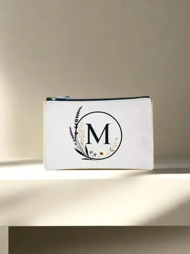 M Designed Canvas Pencil Pouch Bag