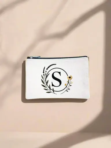 S Designed Canvas Pencil Pouch Bag