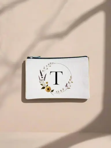 T Designed Canvas Pencil Pouch Bag