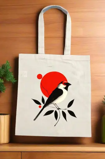 Echoes of Kaua'i'' Canvas Beige Tote Bag with Zipper