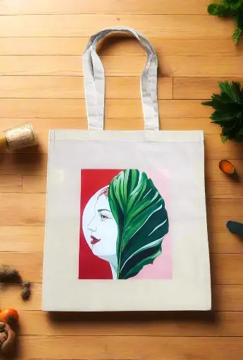  Muse Canvas Beige Tote Bag with Zipper