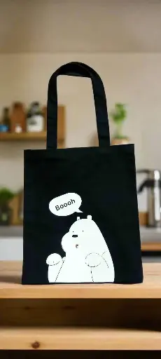  BOOOH Cotton Black Tote Bag with Zipper