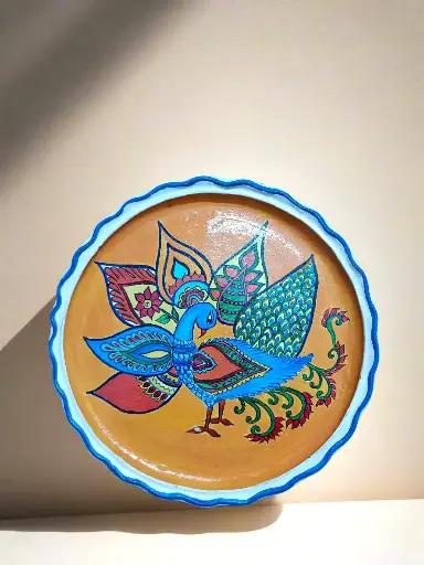 Hand-Painted Noble Plume Wall Plate – Acrylic Art Décor